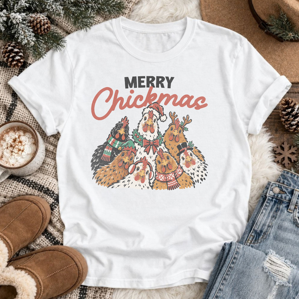 Merry Chickmas Retro T-shirt