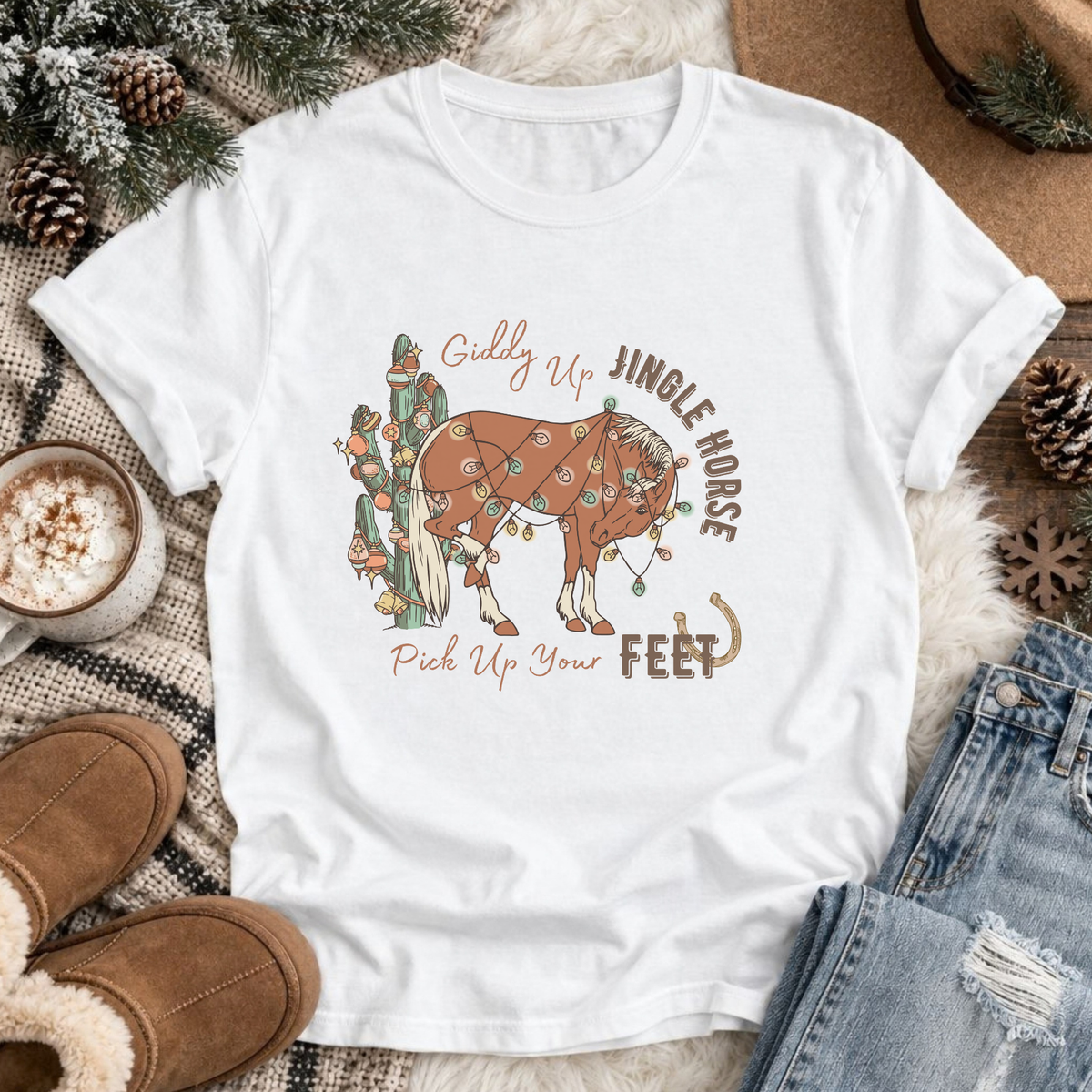 Giddy Up Jingle Horse Retro T-shirt