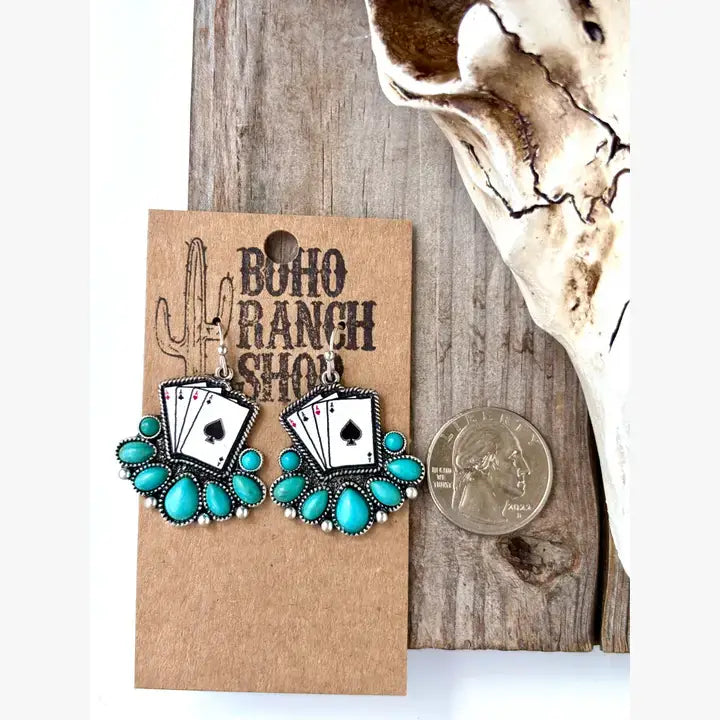 Western Style Playing Card Dangle Earring