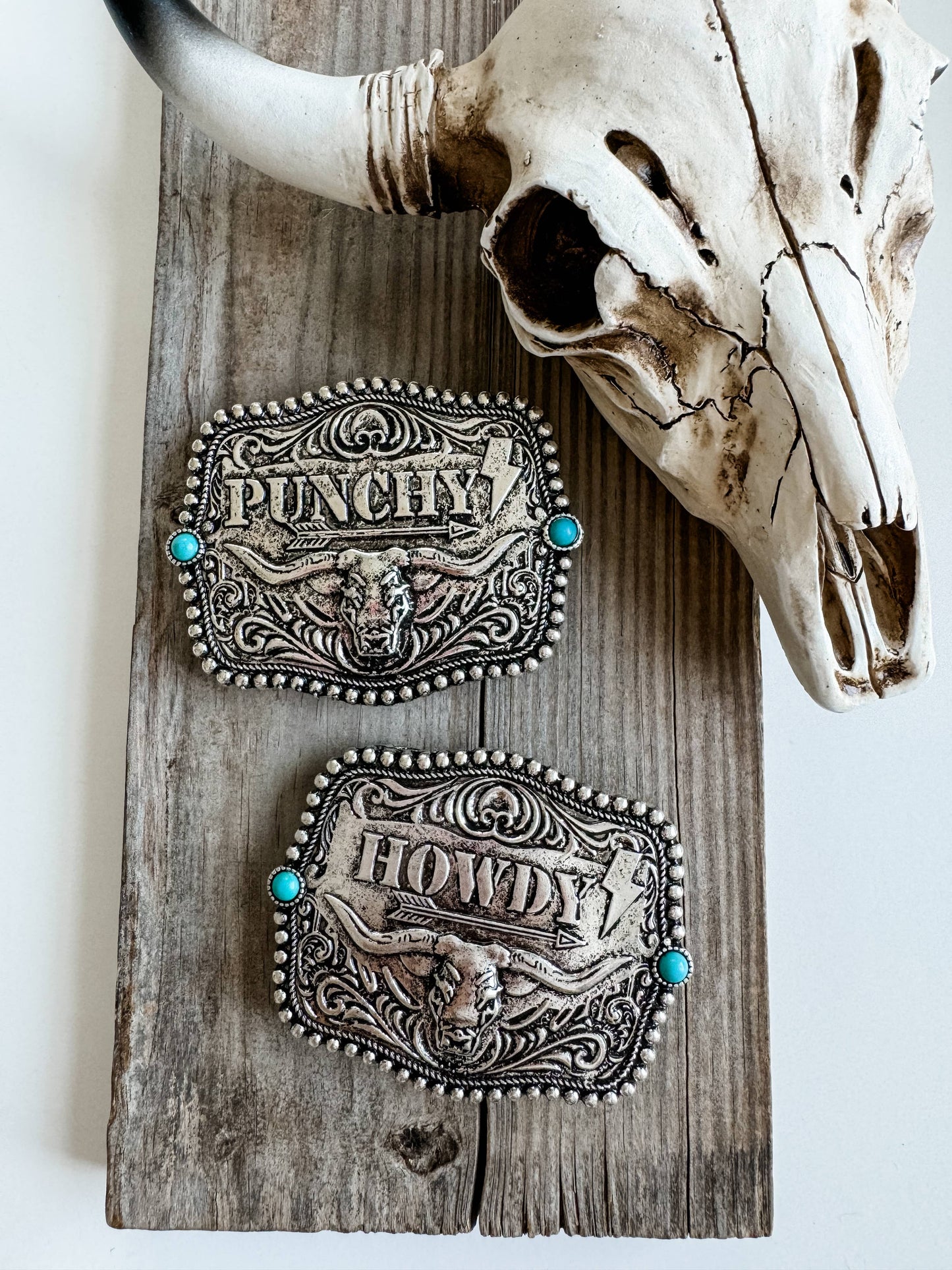 Western Typography Belt Buckle - Howdy - Punchy - Concho
