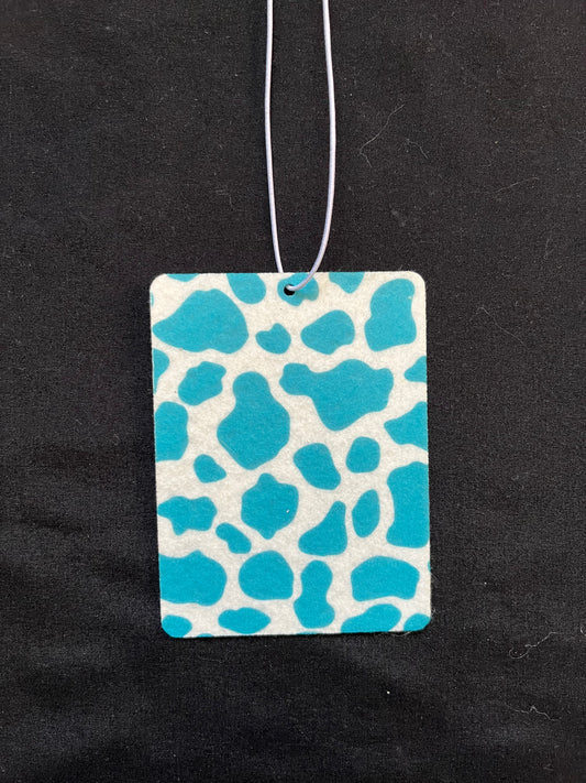 Blue Cow Print Car Freshener