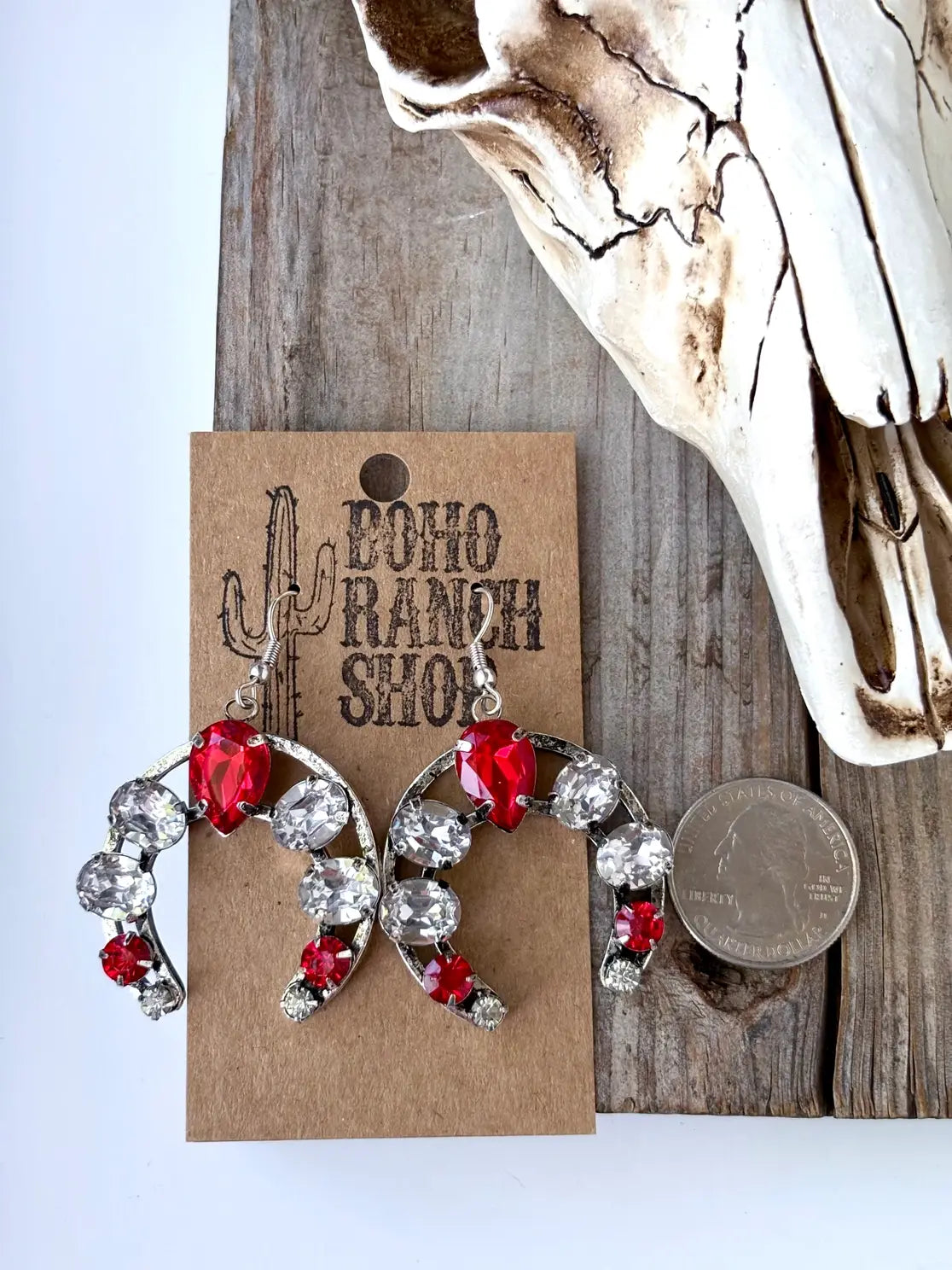 Glass Stone Squash Blossom Western Earrings