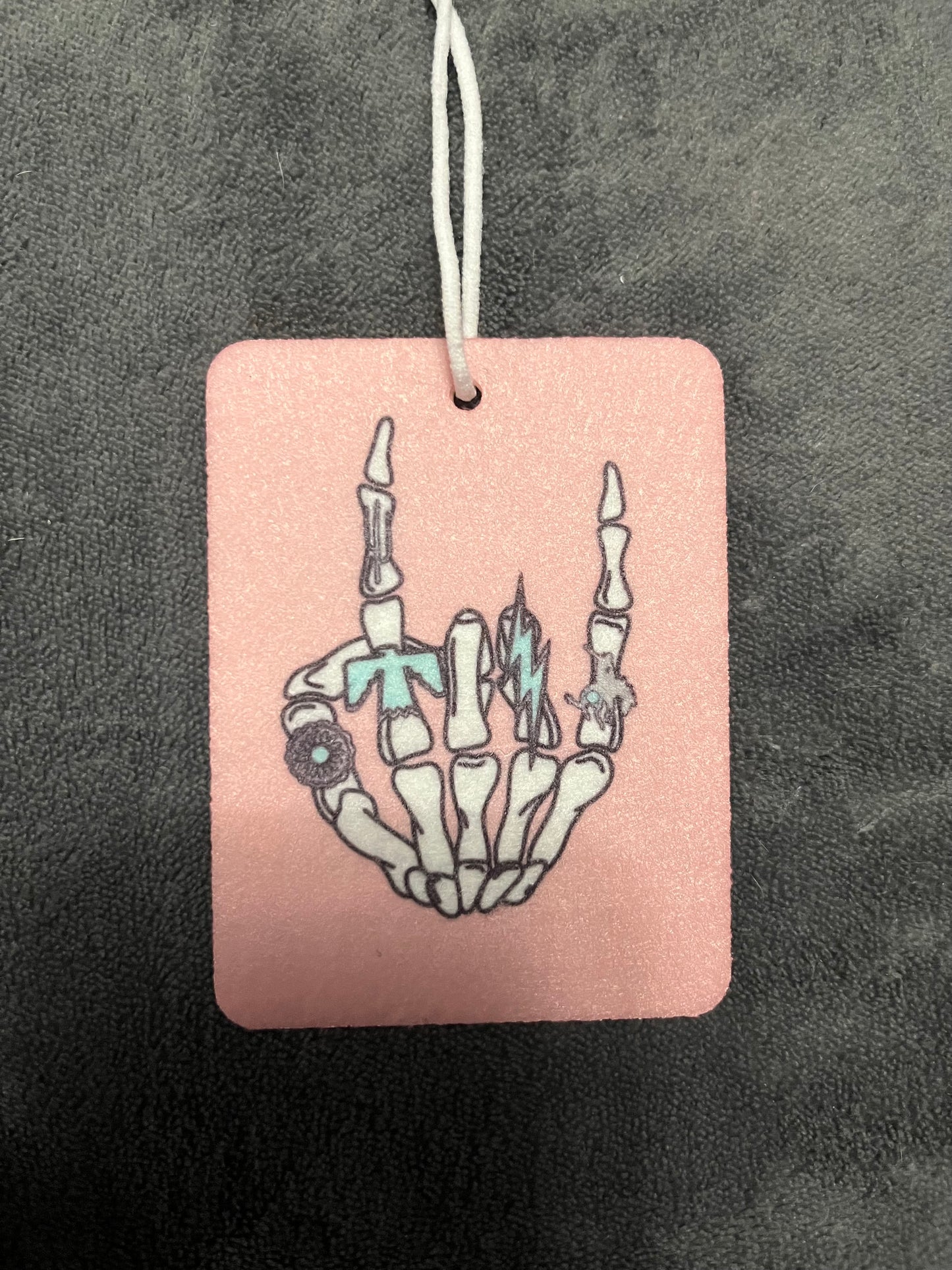 Rock and Roll Turquoise Skeleton Hand Car Freshener
