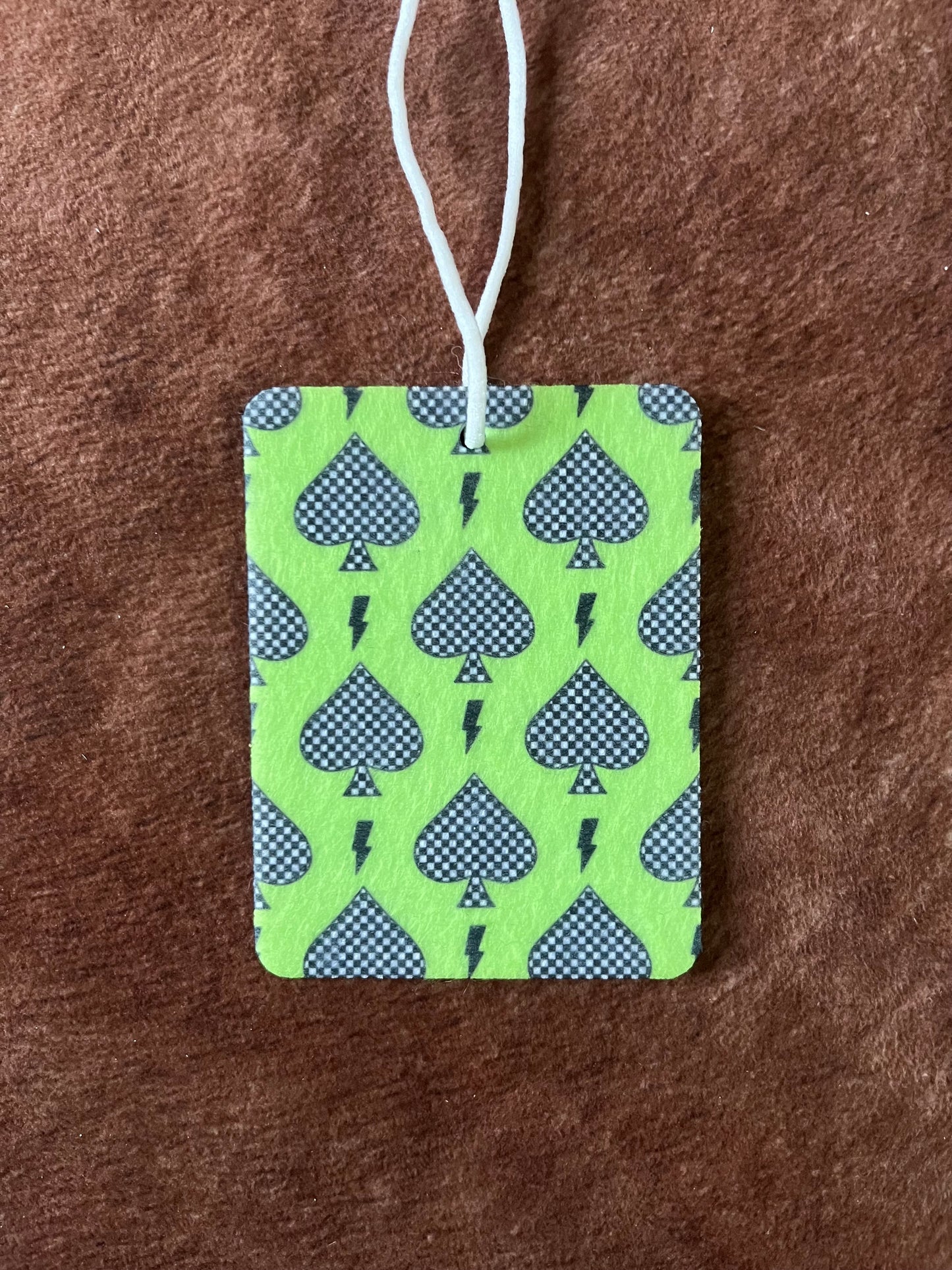 Neon Green Checkered Spades Car Freshener