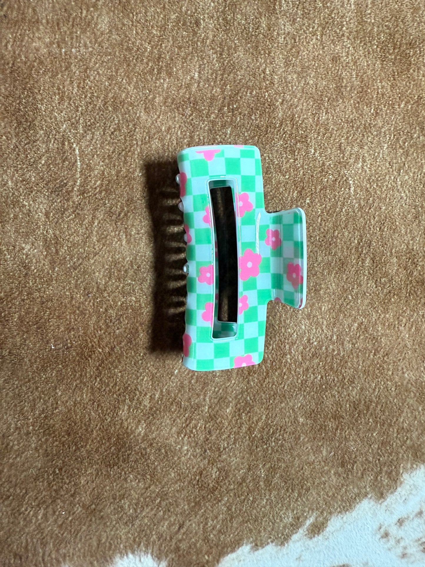 Floral Checkered Claw Clip