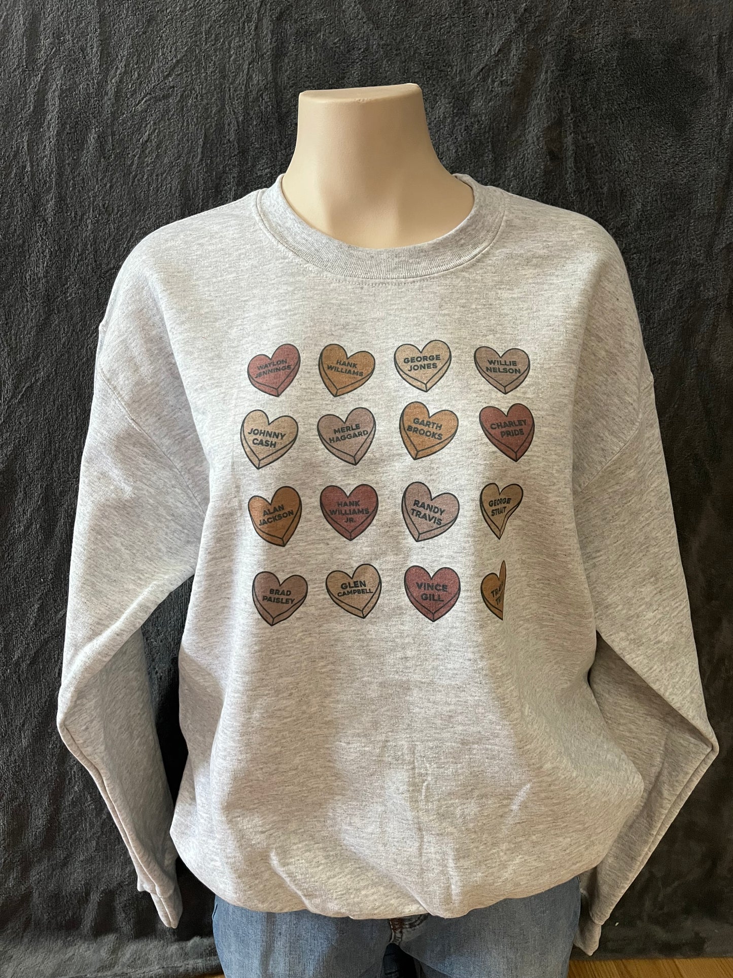 Country Singers Hearts Crewneck