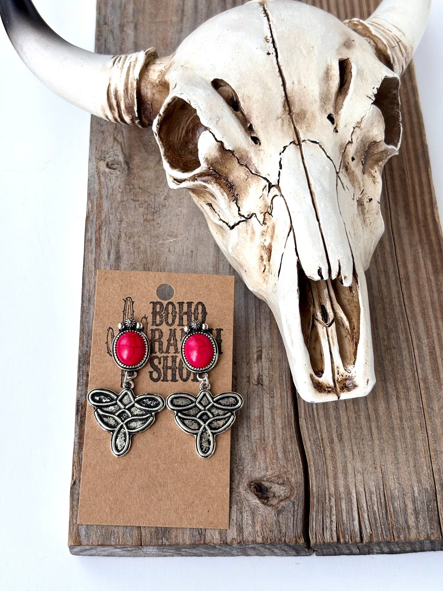 Boot Stitch Drop Earrings