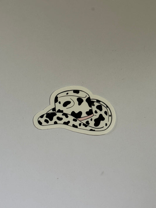 Hand Drawn Cow Print Cowboy Hat Sticker