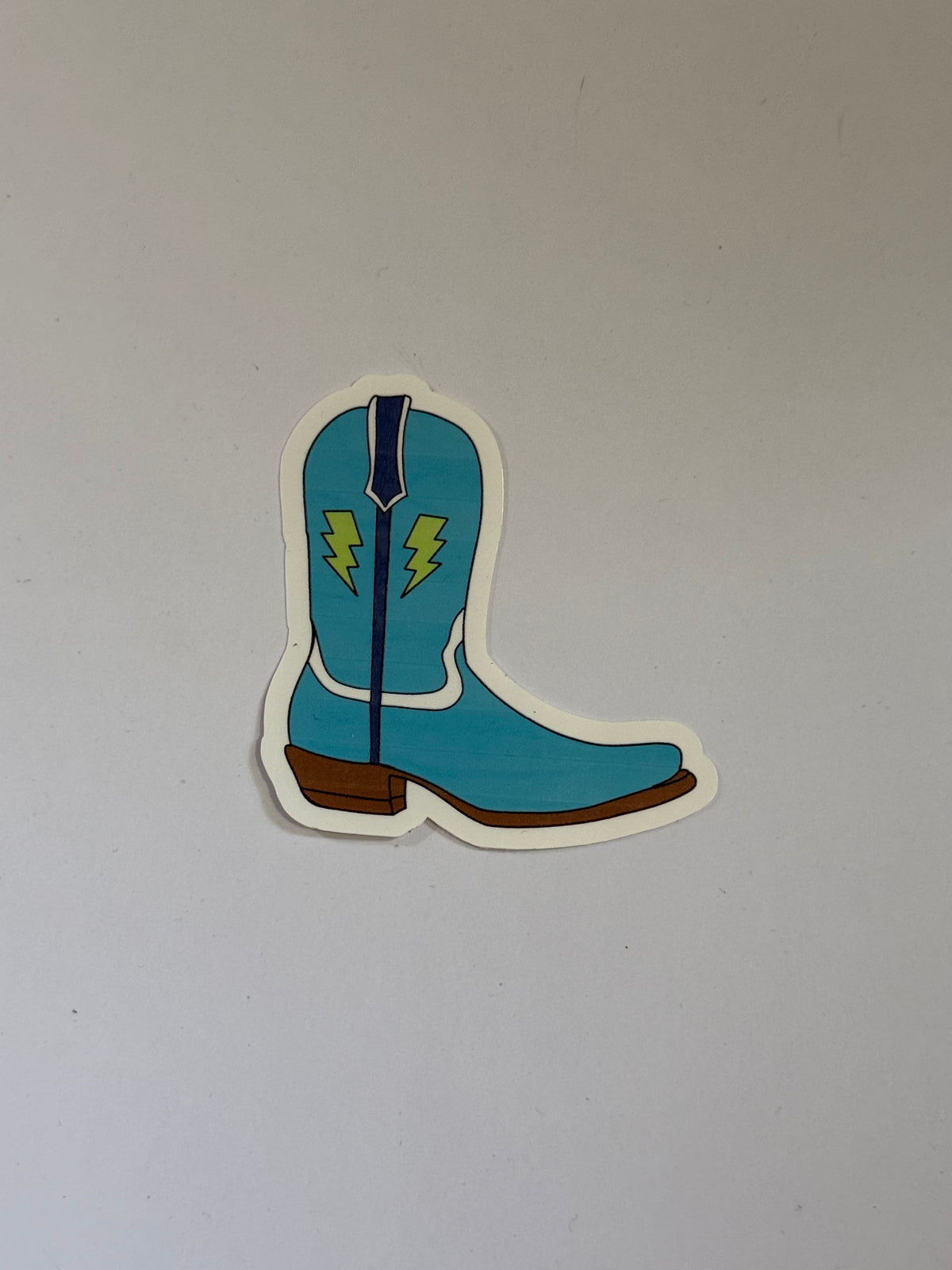Hand Drawn Blue and Green Cowboy Boot Sticker