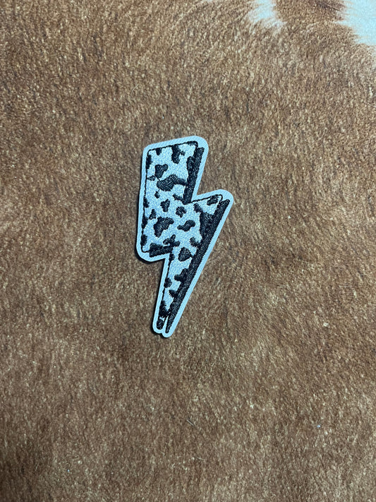 Cow Print Lightning Bolt Iron on Patch