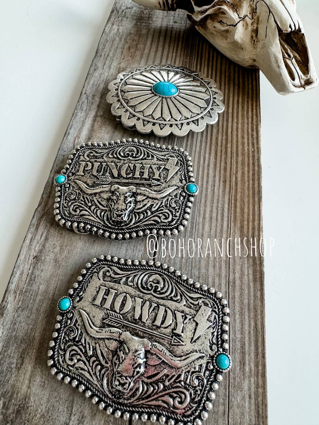 Western Typography Belt Buckle - Howdy - Punchy - Concho
