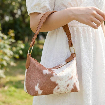 Calf Hair Cow Printed Bucket Shoulder Bag