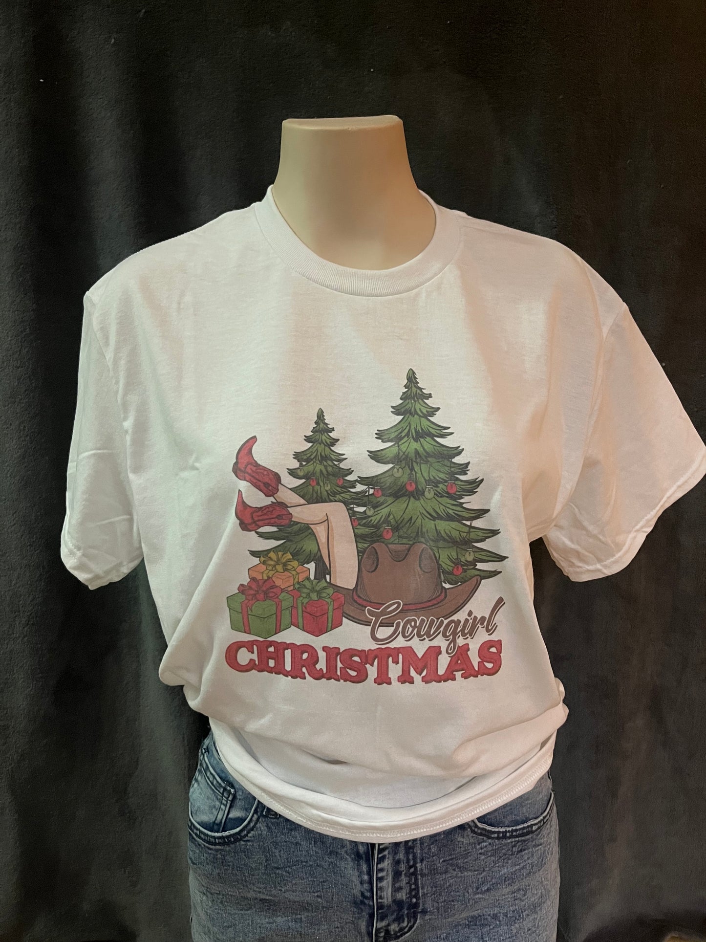 Cowgirl Christmas Cowboy Boots Graphic T-shirt