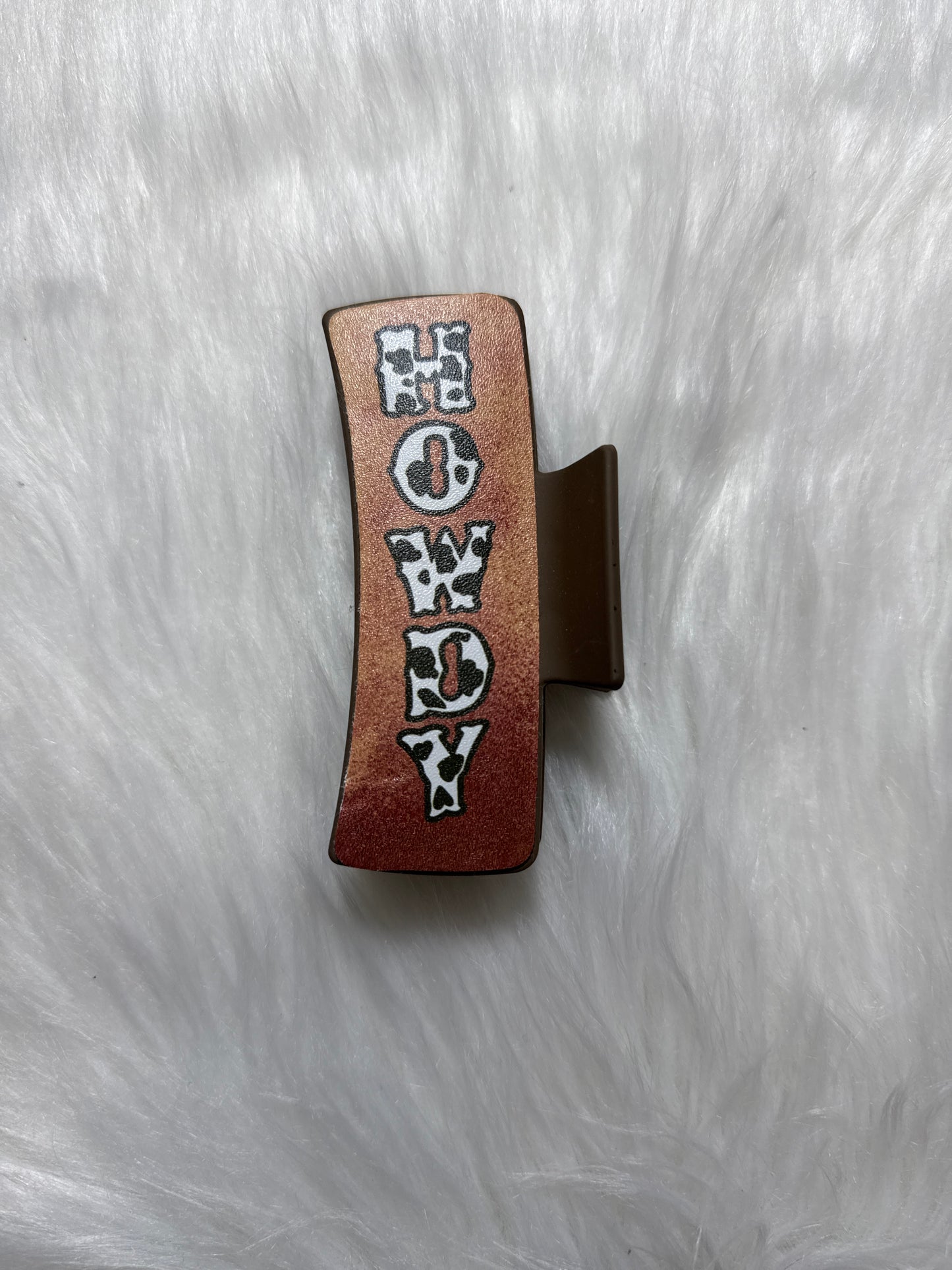 Cow Print Howdy Claw Clip