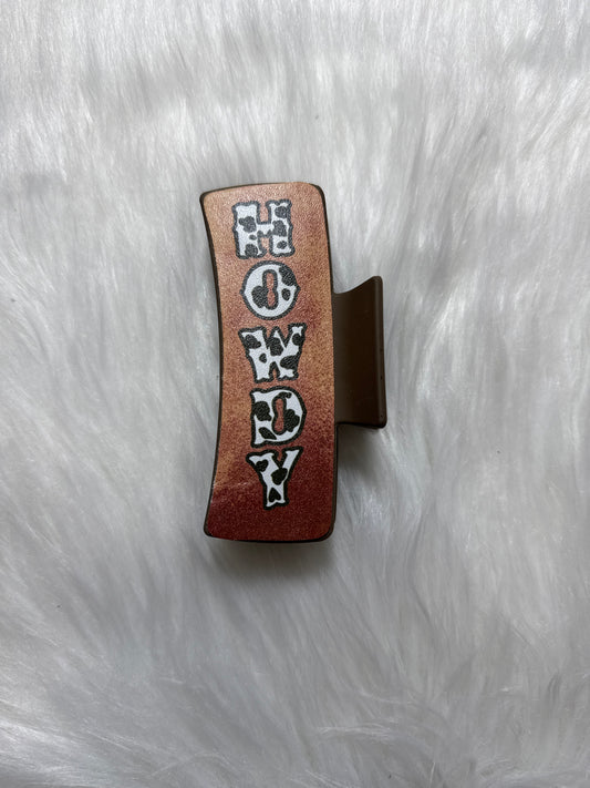 Cow Print Howdy Claw Clip