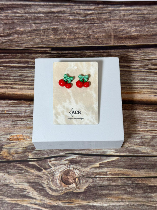 Mini Cherry Stud Earrings