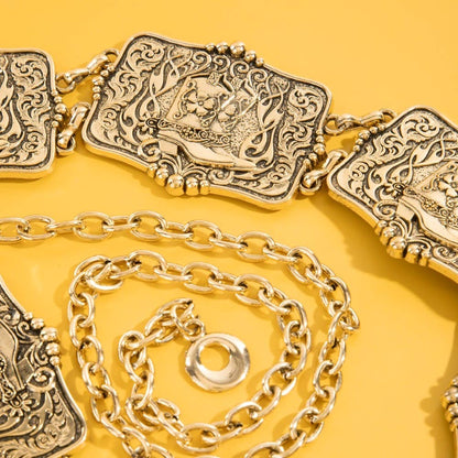 Western Engraved Cowboy Boot Chain Belt