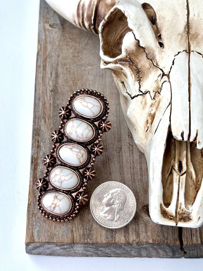 Western Concho Chunky Cuff Ring with Stone