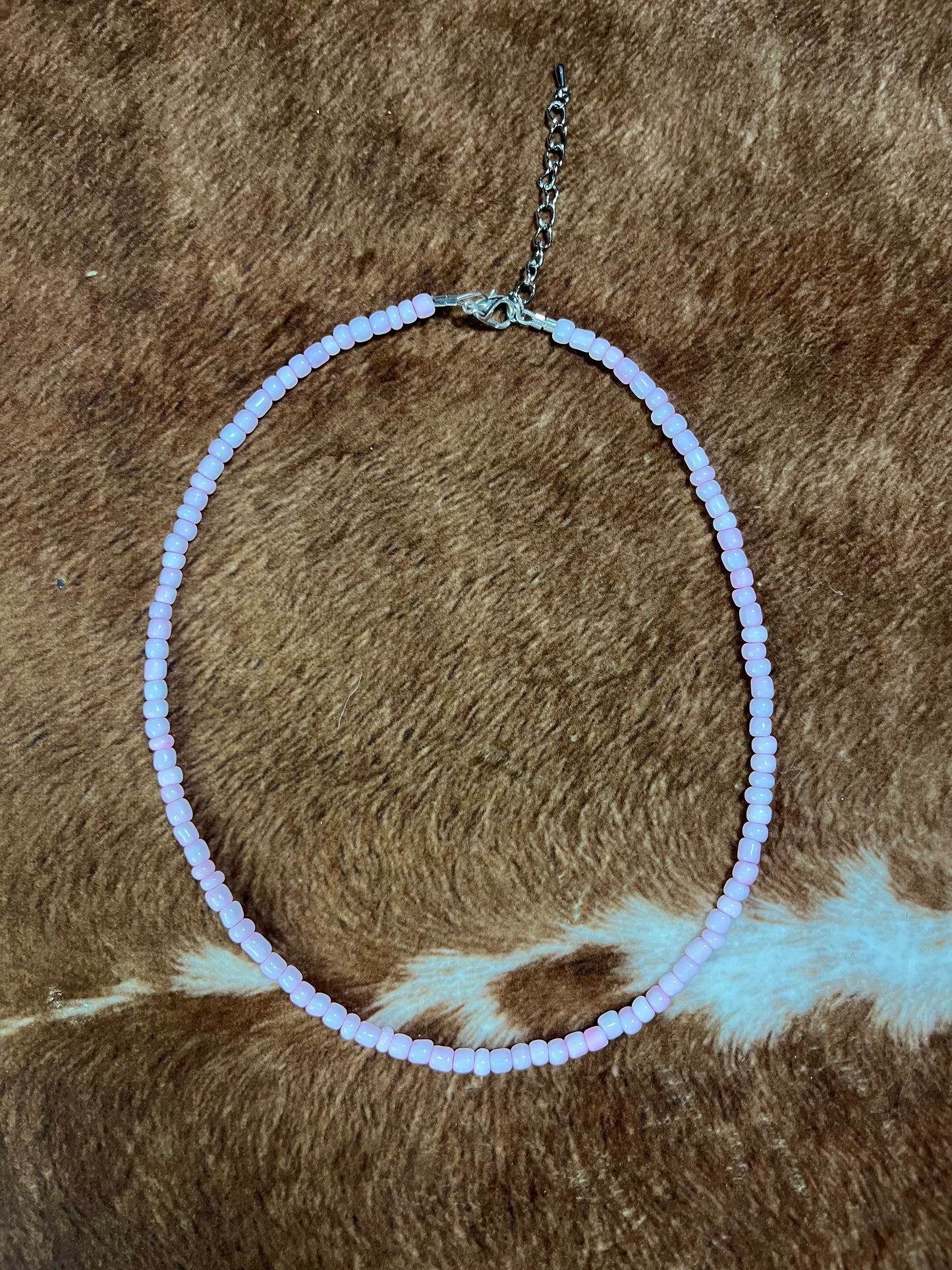 Pastel Pink Seed Bead Choker Necklace