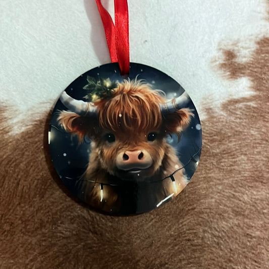 Baby Highland Cow Christmas Ornament