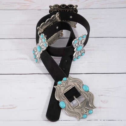 Ornate Western Concho Vegan Leather Belt