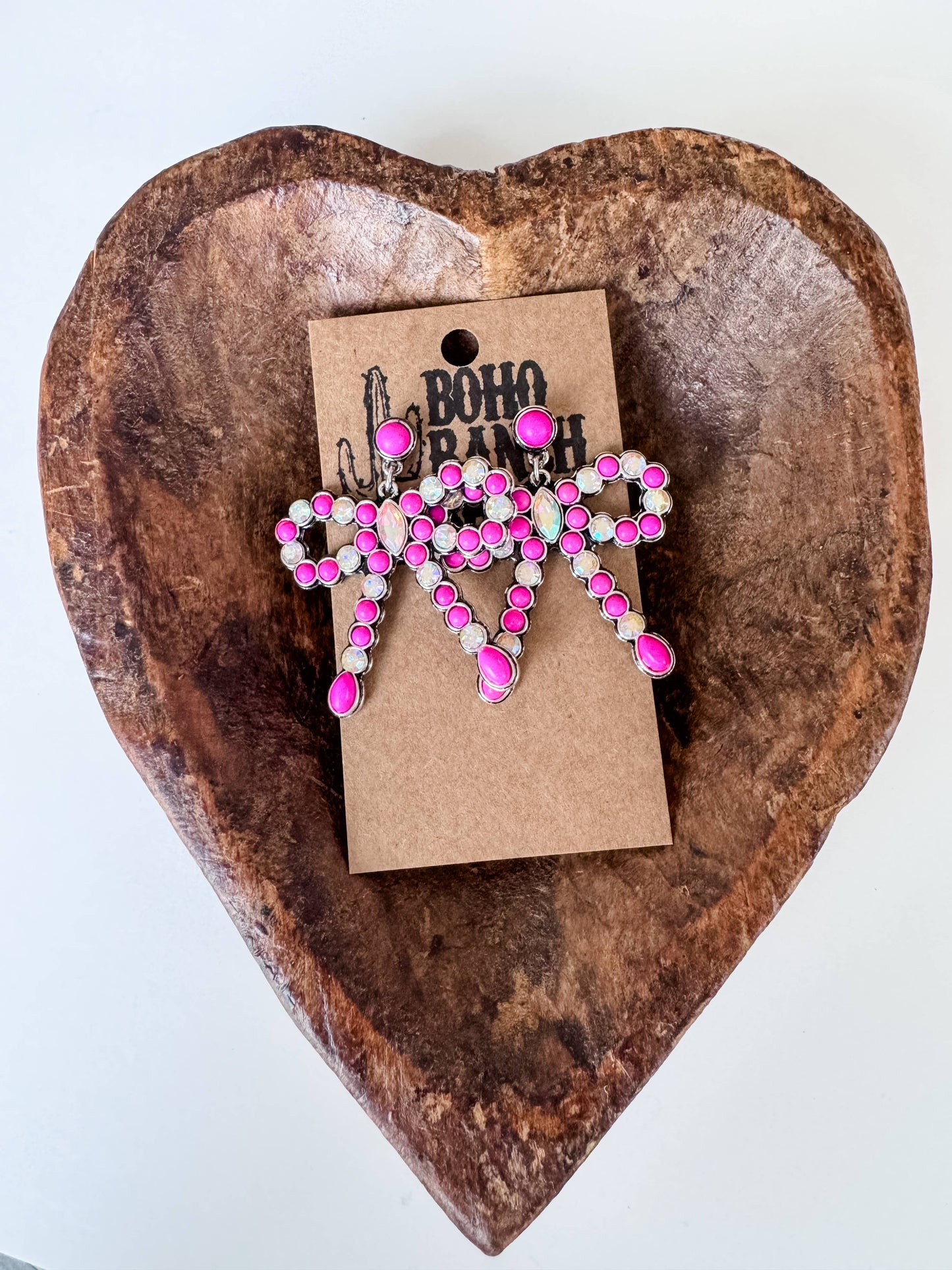 Western Semi stone Coquette Bow Earrings