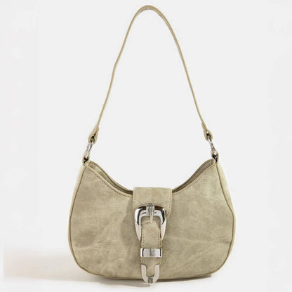 Buckle Detail Hobo Shoulder Bag