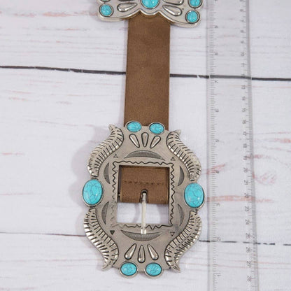 Ornate Western Concho Vegan Leather Belt