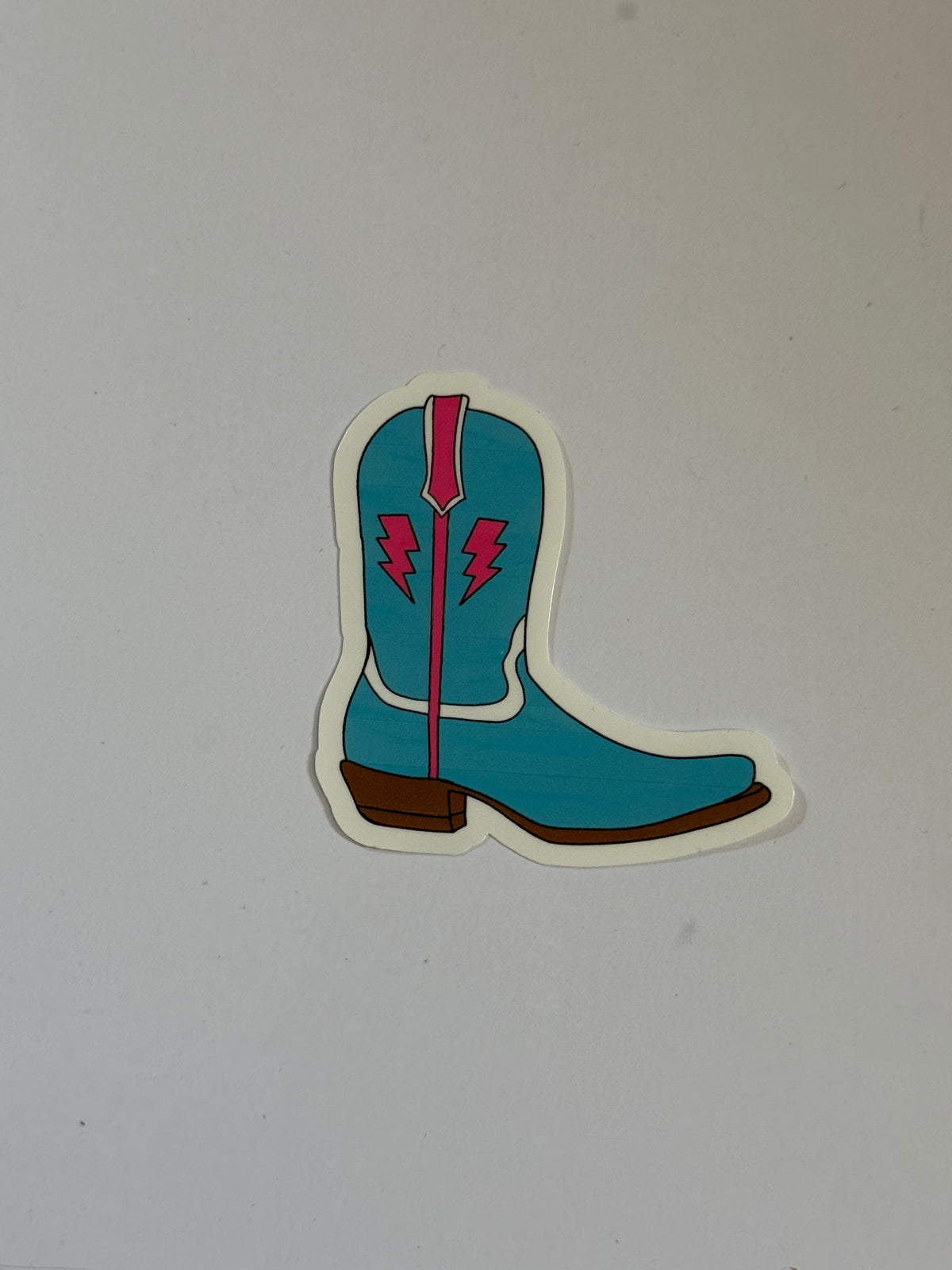 Hand Drawn Blue and Pink Cowboy Boot Sticker