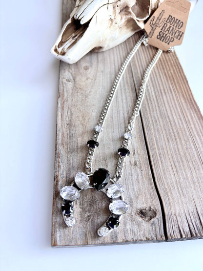 Western Squash Blossom Stone Pendant Chunky Chain Necklace