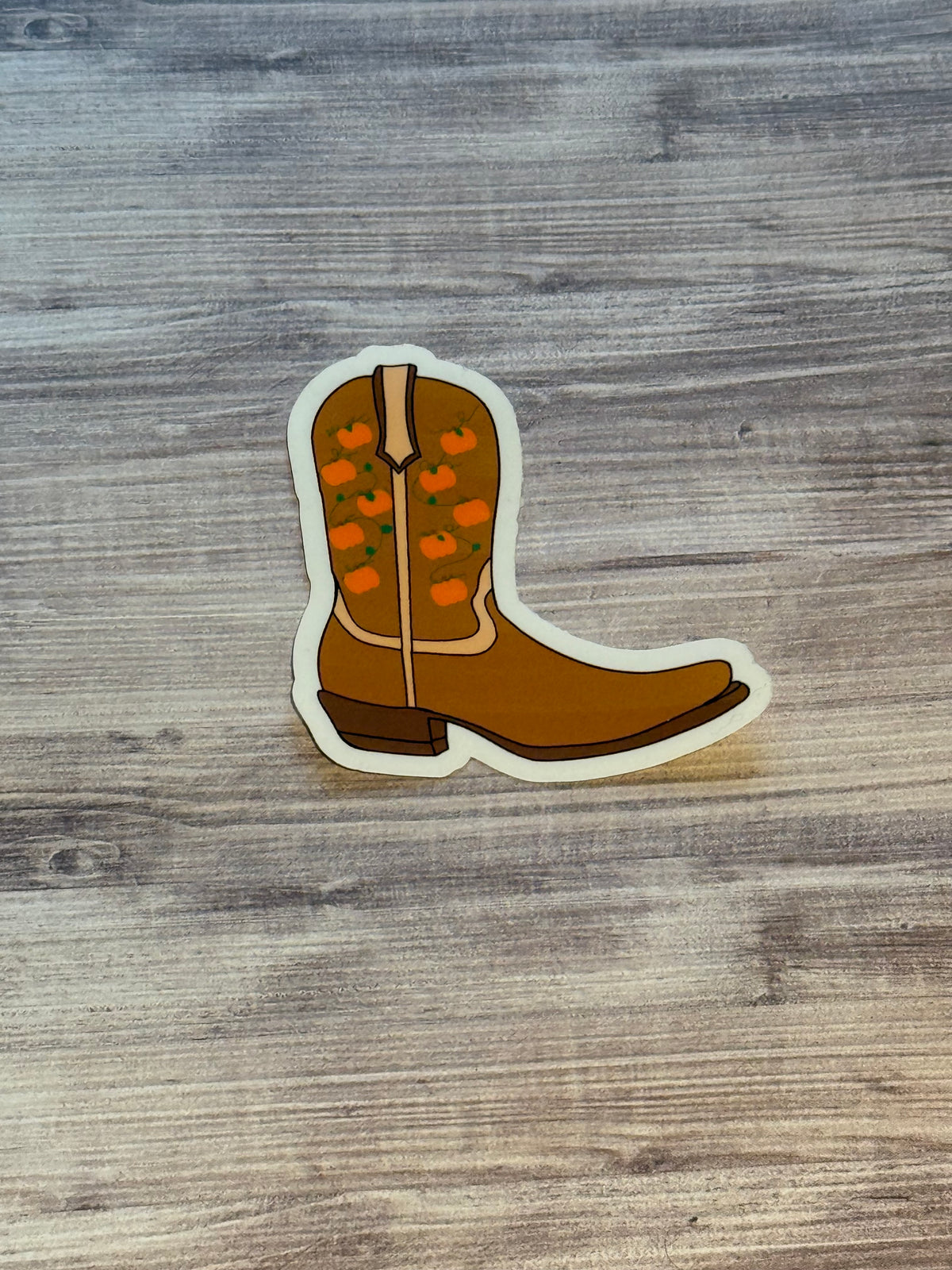 Hand Drawn Pumpkin Cowboy Boot Sticker