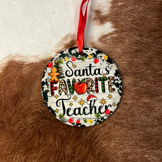 Santa’s Favourite Teacher Christmas Ornament