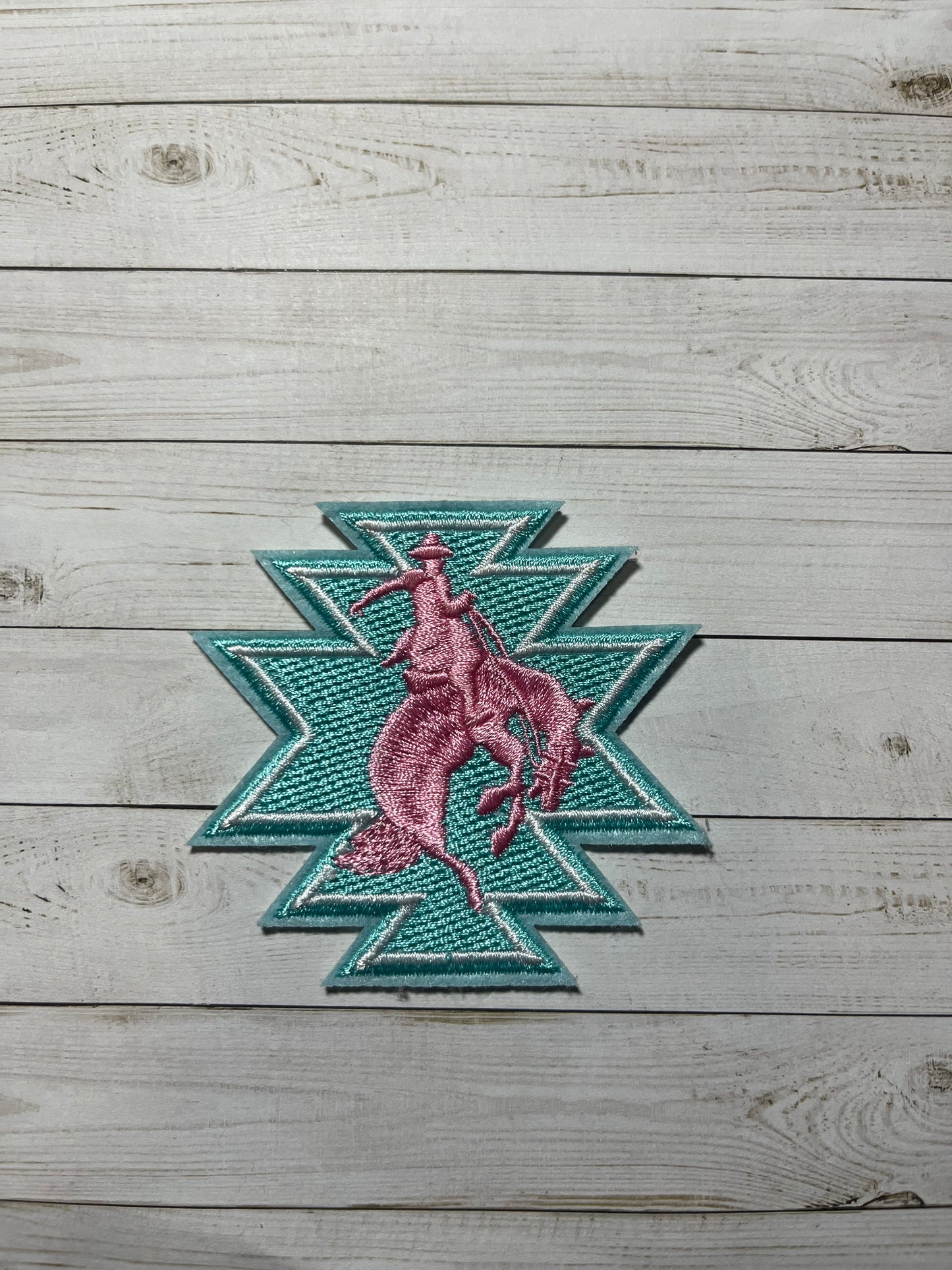 Pink and Turquoise Bucking Horse Patch