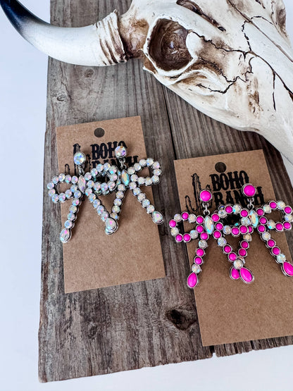 Western Semi stone Coquette Bow Earrings