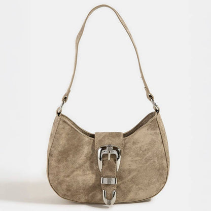 Buckle Detail Hobo Shoulder Bag