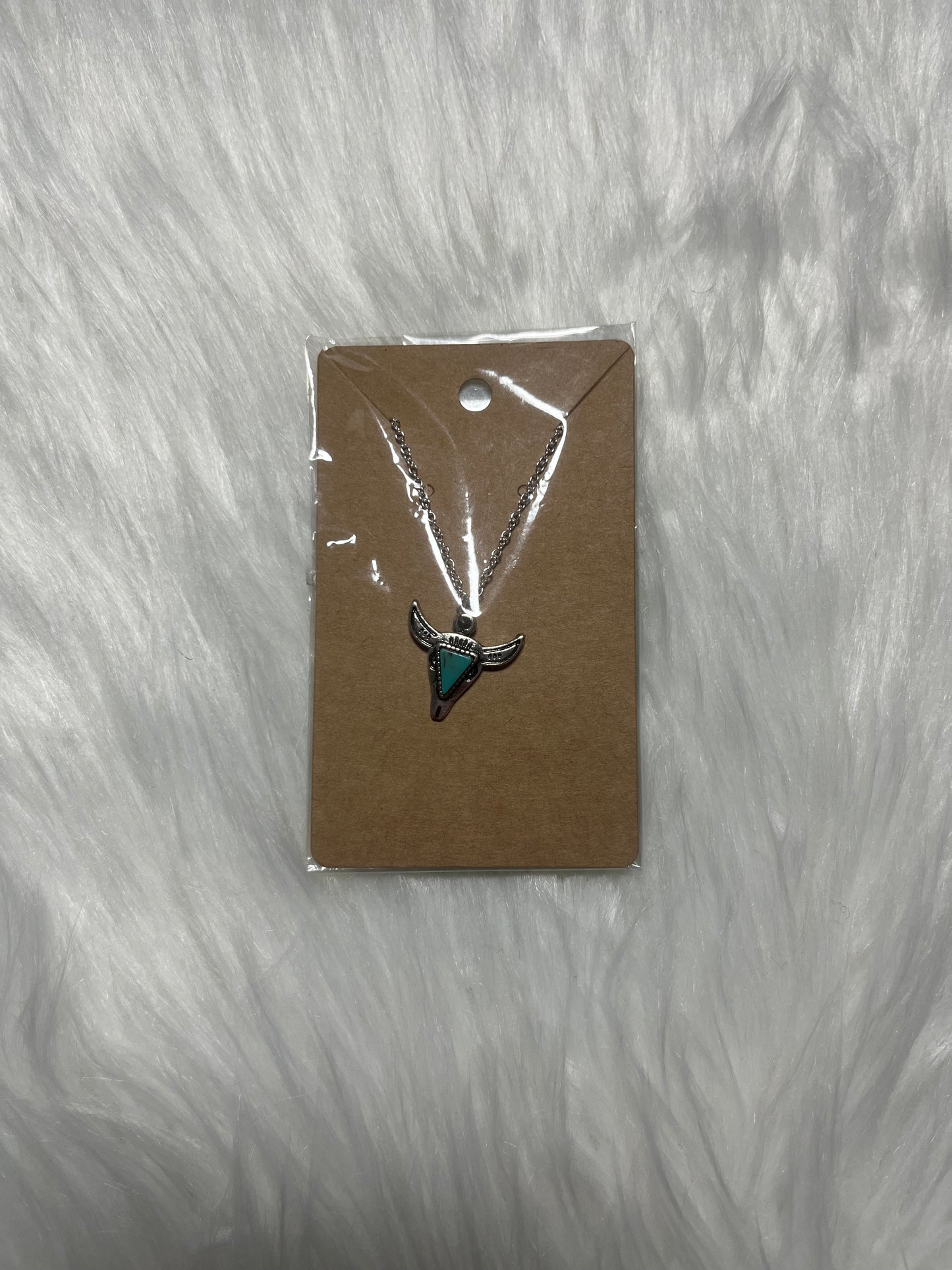 Turquoise Bull Skull Necklace