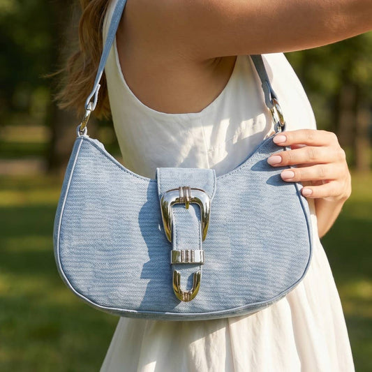 Buckle Detail Hobo Shoulder Bag