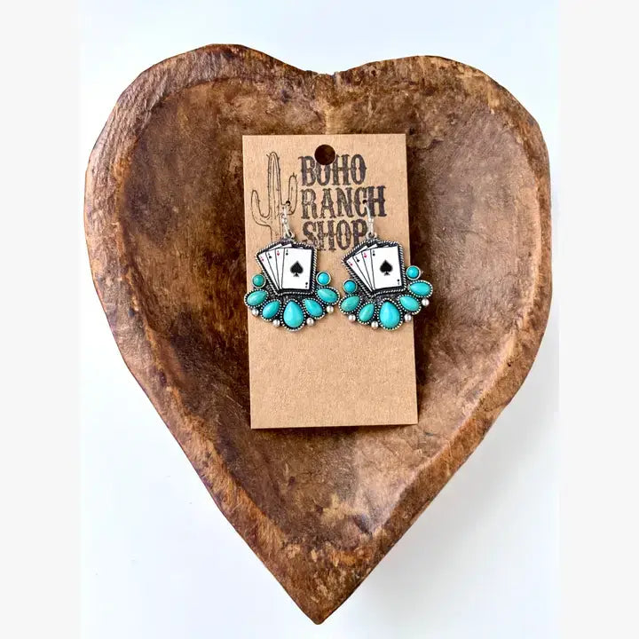Western Style Playing Card Dangle Earring