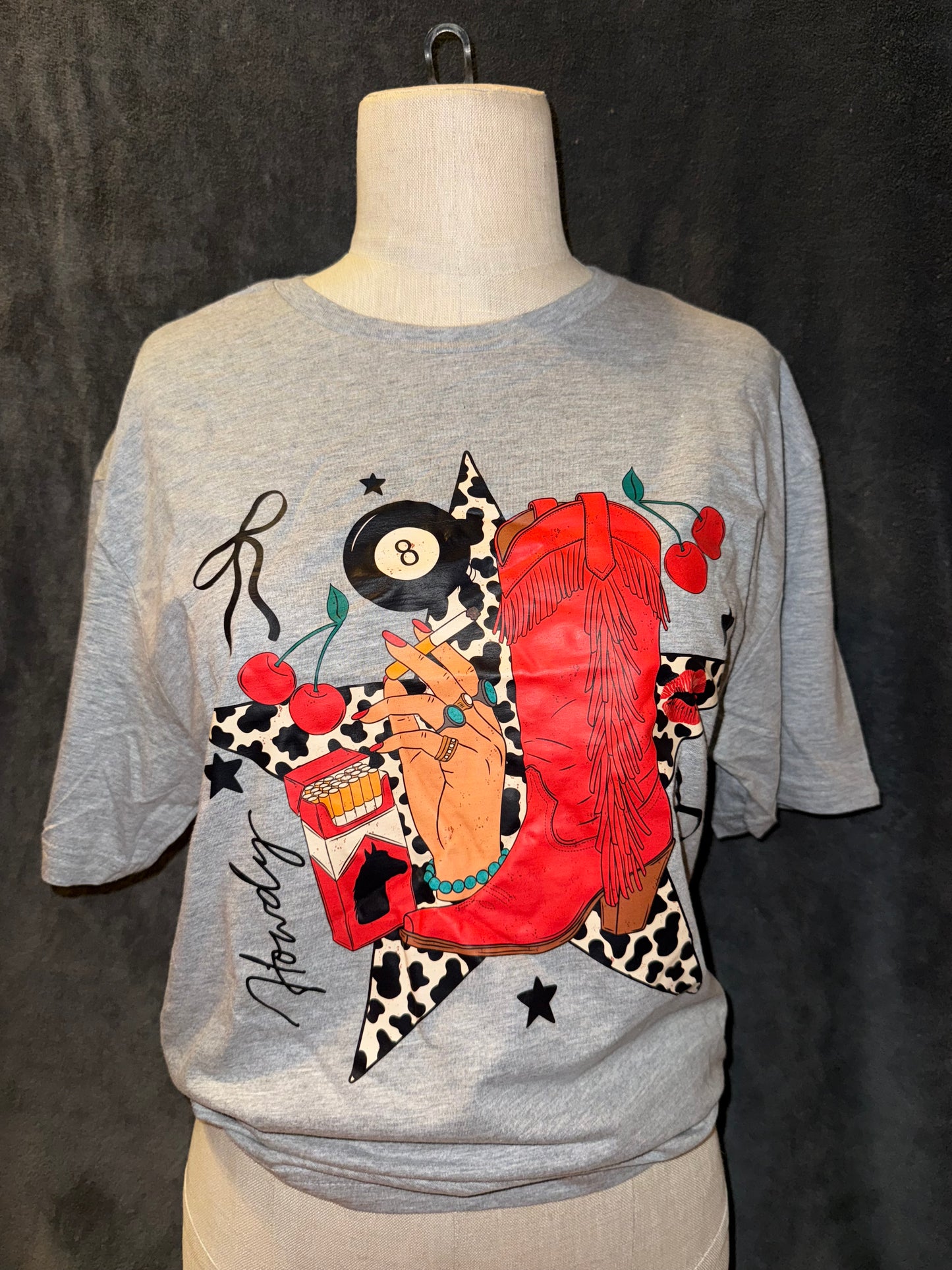 Red Western Collage Graphic T-shirt