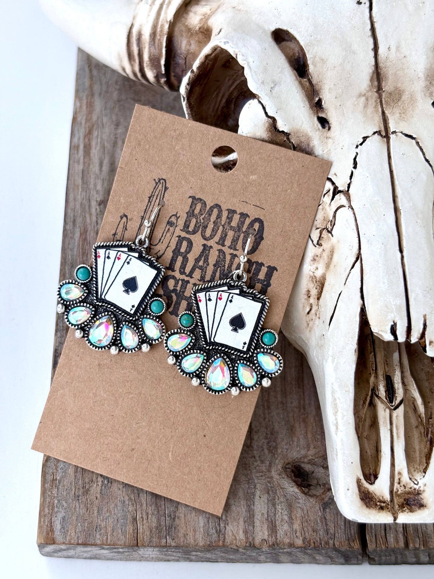 Western Style Playing Card Dangle Earring