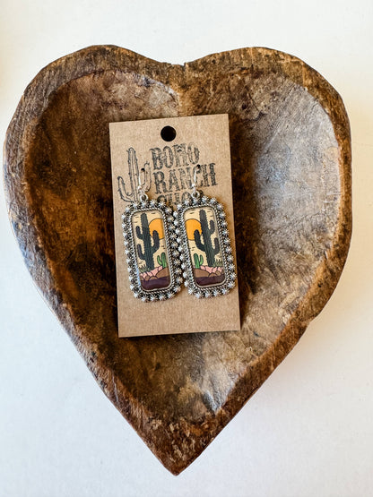 Western Scenery Cowgirl Earrings