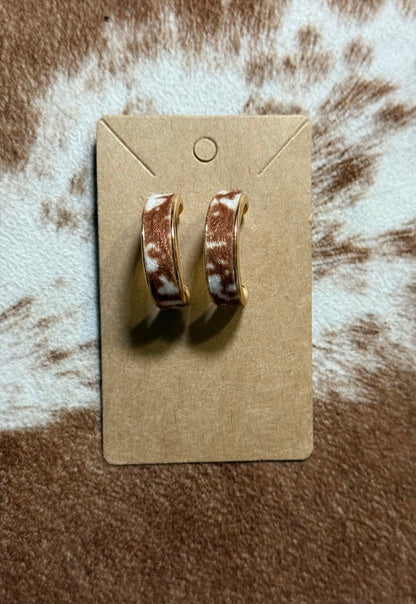 Faux Cow Hide Hoop Earrings