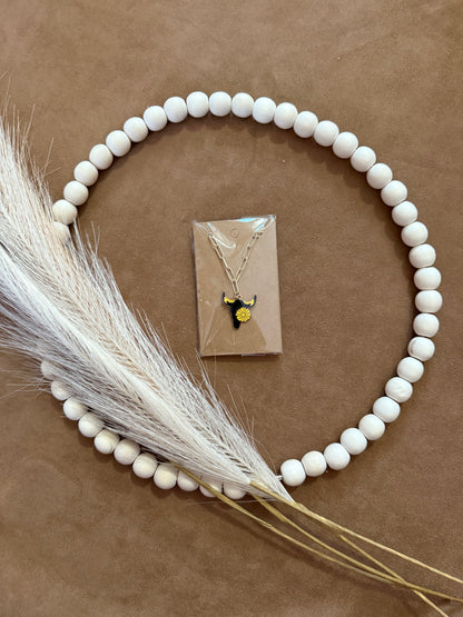 Sunflower Bull Skull Necklace