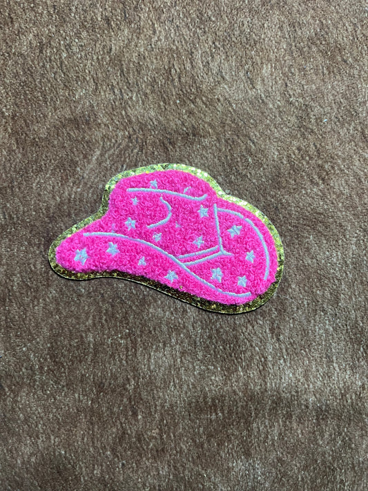 Pink Cowboy Hat Iron on Patch