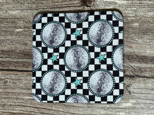 Checkered and Disco Ball Coaster (4 piece set)