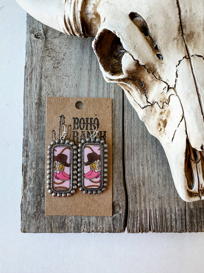 Western Scenery Cowgirl Earrings