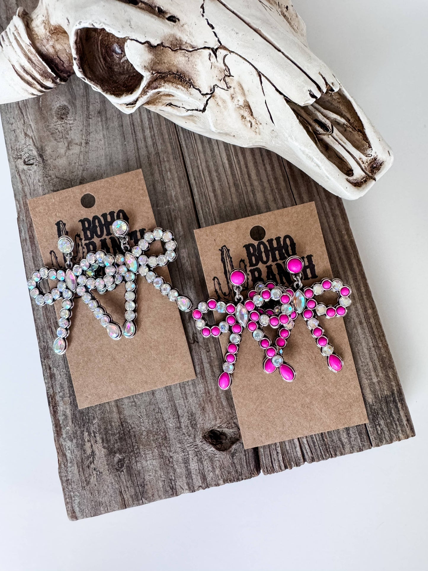 Western Semi stone Coquette Bow Earrings