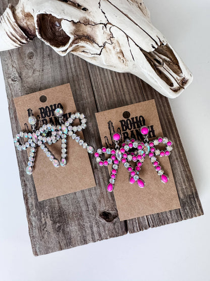 Western Semi stone Coquette Bow Earrings