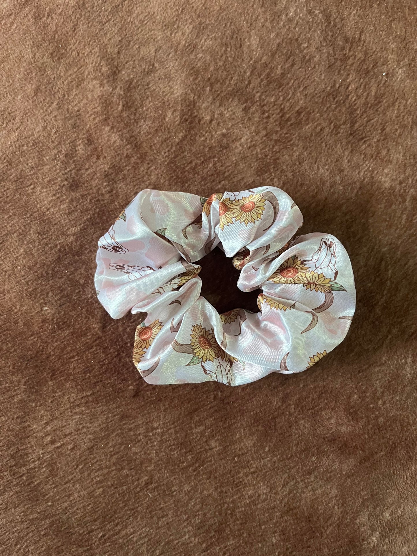 Sunflower Bull Skull Scrunchie