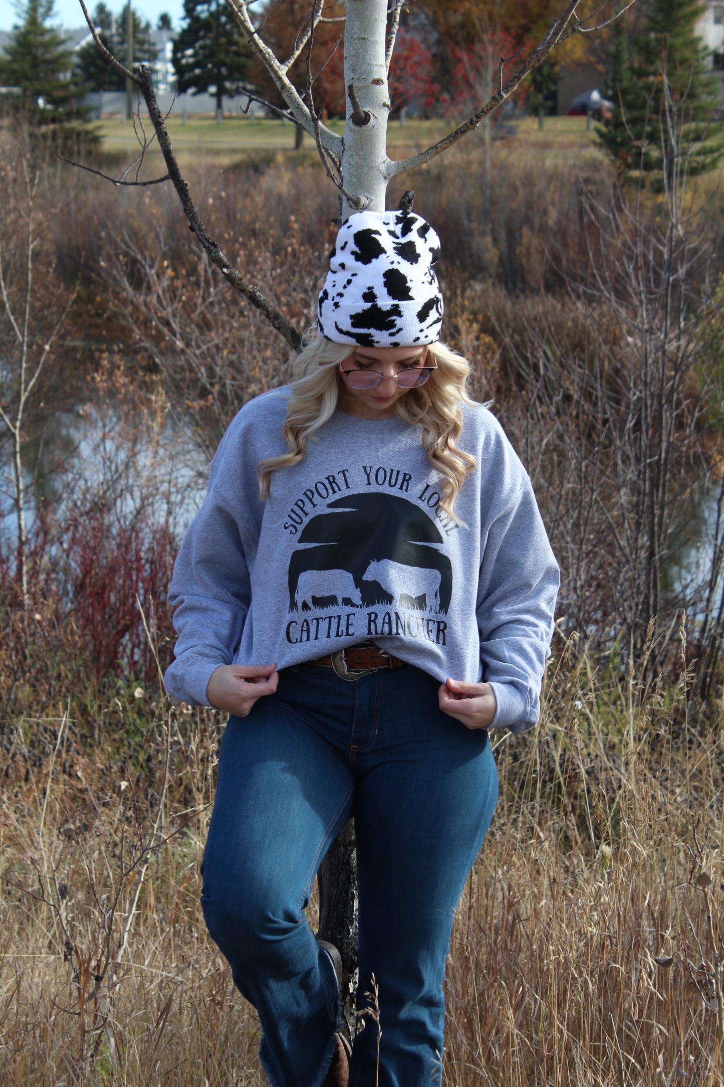 Support Your Local Cattle Rancher Crewneck